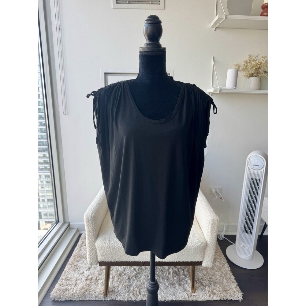 Express Black Tie Shoulder Scoop Neck Relaxed Fit Tank Size Medium NWT!
